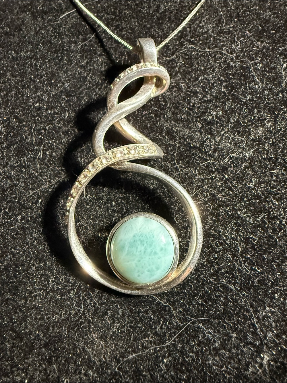 Marahlago Dante Larimar 12mm Sterling Silver.925, White Topaz Necklace MSRP $500